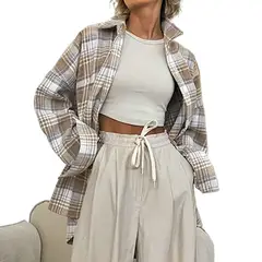 GIOIO - Blusa Mujer Casual Ajustada Elegante Marrón