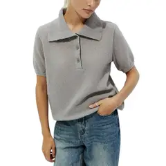 GIOIO - Blusa Mujer Casual Ajustada Elegante Gris