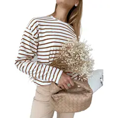 GIOIO - Blusa Mujer Casual Ajustada Elegante Marrón