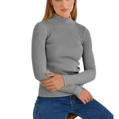 GIOIO - Blusa Mujer Casual Ajustada Elegante Gris