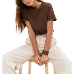 GIOIO - Blusa Mujer Casual Ajustada Elegante Marrón