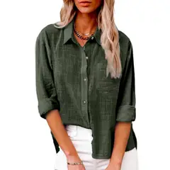 GIOIO - Blusa Mujer Casual Ajustada Elegante Verde