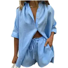 GIOIO - Conjunto de Verano Mujer y Cómodo Azul