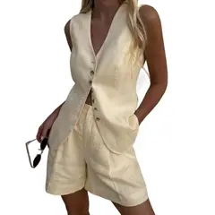 GIOIO - Conjunto de Verano Mujer y Cómodo Beige