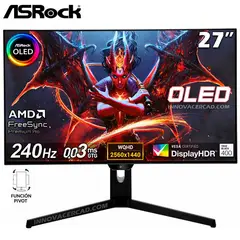 ASROCK - Monitor OLED PG027QFS 27 QHD 2K 240HZ 03ms DisplayHDR 400, Pivot