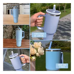 RYBIU IMPORT - Vaso Termo con Asa y Pico 1200ml de Color Celeste
