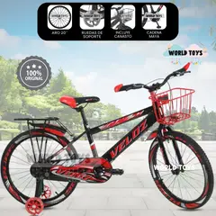 VELOX - Bicicleta Para Niño Aro 20 «SPORT VZ II» con Canasta Black
