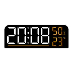GENERICO - Reloj Digital LED de Pared y Escritorio 24 cm con Temperatura, Humedad y Doble Alarma
