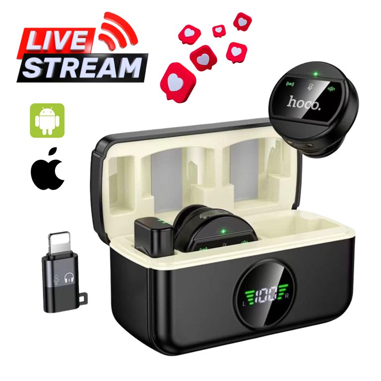 Microfonos Inalambricos Solaperos Dual 2 en 1 Cancelación de Ruido para Live Streaming