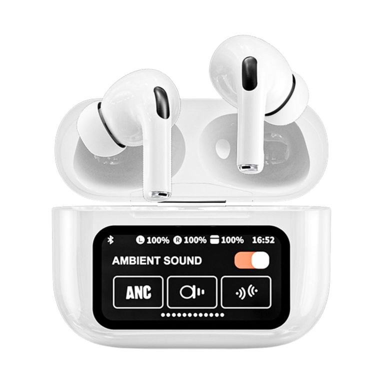 Audífonos Bluetooth ANC ENC con Cancelación de Ruido Modo Transparencia y Pantalla LED Inteligente