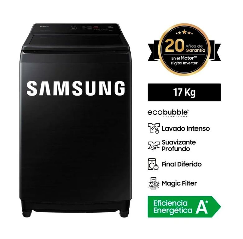 LAVADORA ECOBUBBLE 17KG WA17CG6441BVPE NEGRO