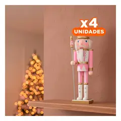 RYBIU IMPORT - Pack4 Cascanuez Navidad en Rosado y Dorado Y+Regalo Stickers