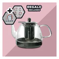 RYBIU IMPORT - Tetera de Vidrio 800ml E163 Transparente Y+Regalo Stickers