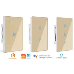 MADTRONIX - Interruptor Inteligente de Luz Sin Neutro Google y Alexa Pack x 3 Dorado