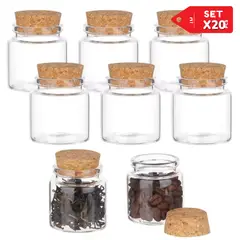 INSPIRA MARKET - Mini Frascos de Vidrio Transparente Multiuso Set x20