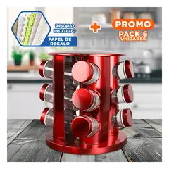 RYBIU IMPORT - Pack6 Organizador de Salsas en Rojo Y+Papel de Regalo