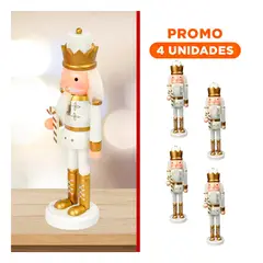 GENERICO - Pack4 Cascanuez de Madera Navidadeña en Color Dorado