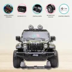 JEEP - Carro a Batería «RUBICON» Camuflado Licenciado Pantalla MP4