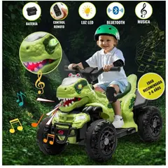 GENERICO - Cuatrimoto a Batería para Niños REX con Control Remoto Bluetooth y Musica Verde