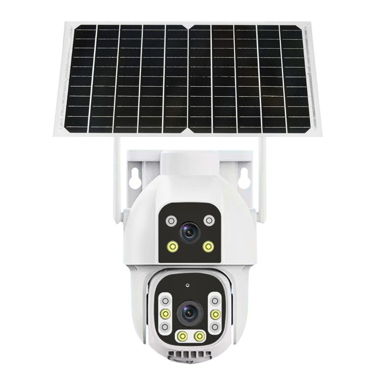 Cámara de Seguridad Solar 4G con Chip y WiFi PTZ 360° Full HD Doble Lente Zoom 16X Audio y Sirena