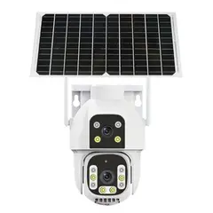 GENERICO - Cámara de Seguridad Solar 4G con Chip y WiFi PTZ 360° Full HD Doble Lente Zoom 16X Audio y Sirena
