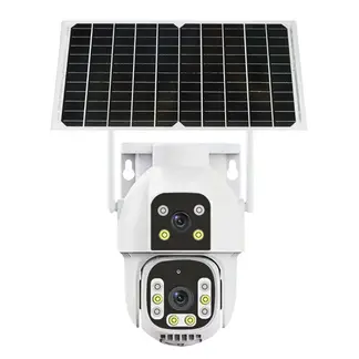 GENERICO - Cámara de Seguridad Solar 4G con Chip y WiFi PTZ 360° Full HD Doble Lente Zoom 16X Audio y Sirena