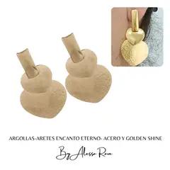 GENERICO - ARGOLLAS-ARETES ENCANTO ETERNO- ACERO Y GOLDEN SHINE