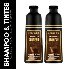 GENERICO - Pack x2 Shampoo Tinte Marrón Oscuro 500 ml - ECORINCIA