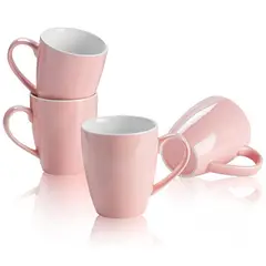 PENTHA - Set de Tazas con Fondo Blanco 500 Ml x6 Pzs Color Rosa