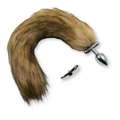 GENERICO - Plug Anal Exitager Metal Cola Zorro y Orejera - Marrón