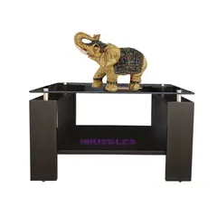 TEMEL - Mesa de Centro con Vidrio Color Wengue Modelo MISS