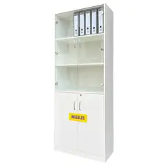 TEMEL - Estante Librero Blanco con Puertas Vidrio Organizador de Oficina