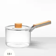 ICHIMATSU - Cacerola de Vidrio Borosilicato Mango de Madera 15 l