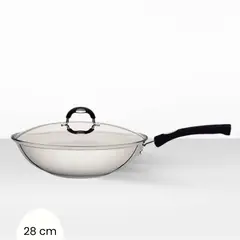 TRAMONTINA - Sarten Wok de Acero Inox con Tapa Solar 28 cm