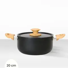 ILKO - Olla de Aluminio Negro con Tapa 20 cm