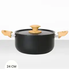 ILKO - Olla de Aluminio Negro con Tapa 24 cm