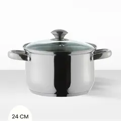 ILKO - Olla de acero Inox Prime Tapa de Vidrio 24 cm