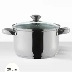 ILKO - Olla de acero Inox Prime Tapa de Vidrio 26 cm