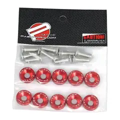 GENERICO - Arandelas y pernos decorativos para auto M6 x 10 unidades - ROJO