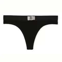 VICTORIA'S SECRET - CALZON TANGA VICTORIA SECRET NEGRO CON LOGOTIPO BRILLANTE XL