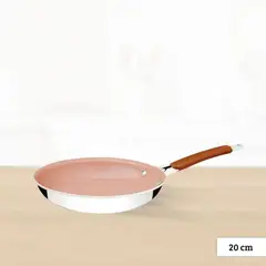 TRAMONTINA - Sarten de Acero Inox y Aluminio con ceramica Romagna Marfil 20 cm