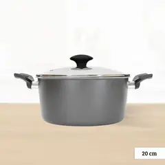 ILKO - Olla de Aluminio Cool Gray Tapa de Vidrio 20 cm