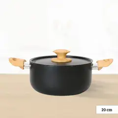 ILKO - Olla de Aluminio Negro con Tapa 20 cm