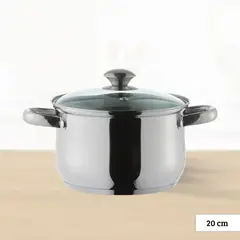 ILKO - Olla de acero Inox Prime Tapa de Vidrio 20 cm