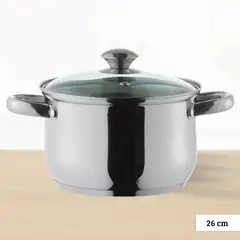 ILKO - Olla de acero Inox Prime Tapa de Vidrio 26 cm