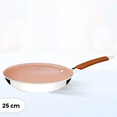 TRAMONTINA - Sarten de Acero Inox y Aluminio con ceramica Romagna Marfil 25 cm