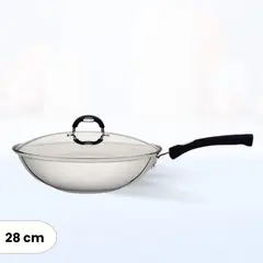 TRAMONTINA - Sarten Wok de Acero Inox con Tapa Solar 28 cm