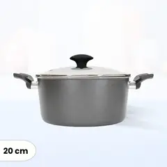 ILKO - Olla de Aluminio Cool Gray Tapa de Vidrio 20 cm