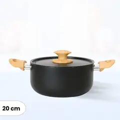 ILKO - Olla de Aluminio Negro con Tapa 20 cm