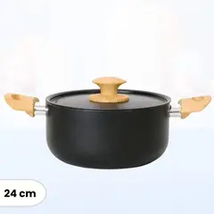 ILKO - Olla de Aluminio Negro con Tapa 24 cm